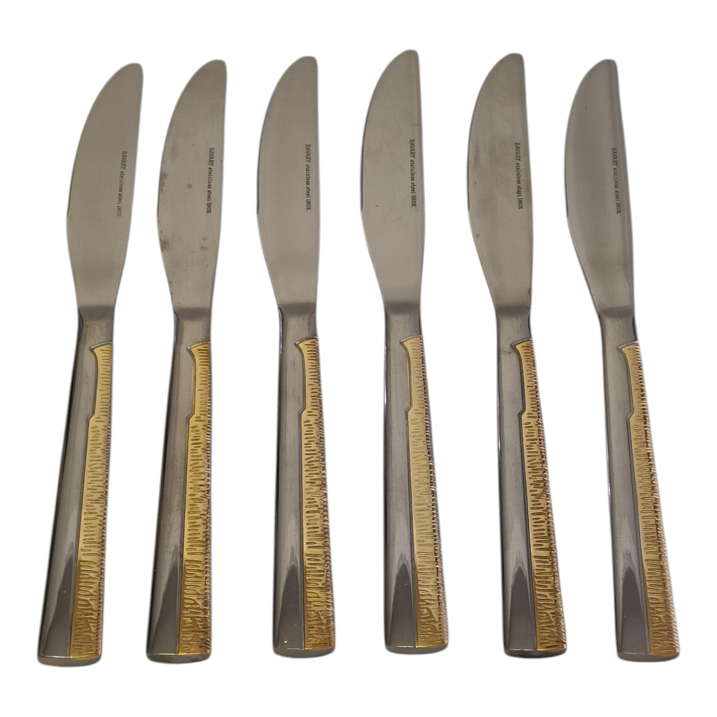 Set 6 Cuchillos de Mesa — Acero Inoxidable con Detalle Dorado