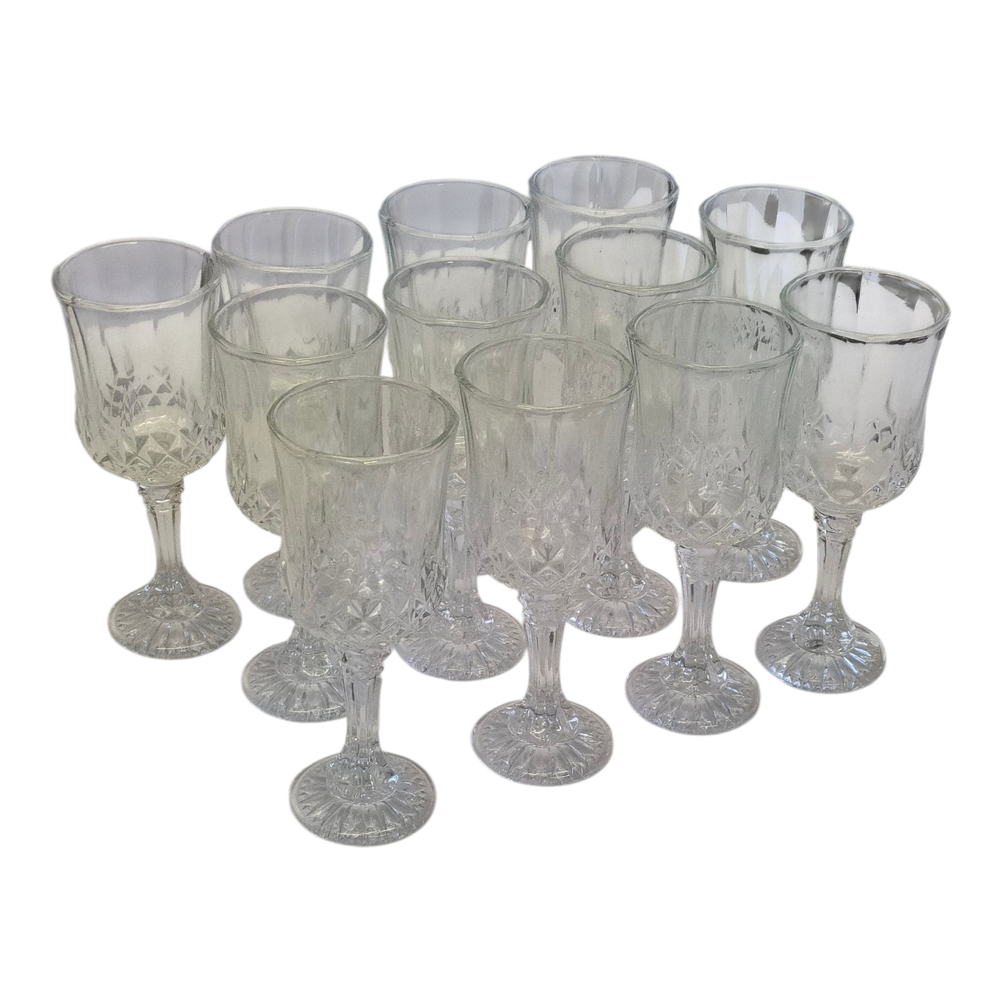 Juego de 12 Copas Altas de Vidrio Tallado – Estilo Vintage