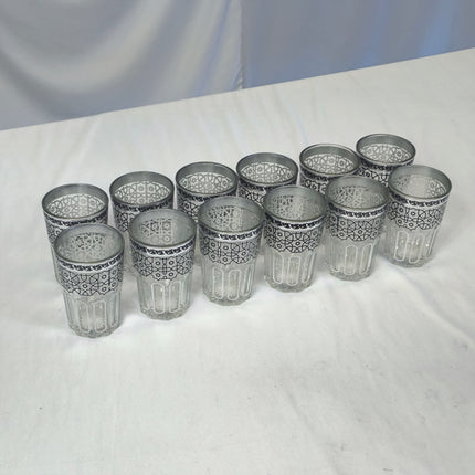 Conjunto de 12 copos de vidro estilo marroquino com design geométrico – 250 ml