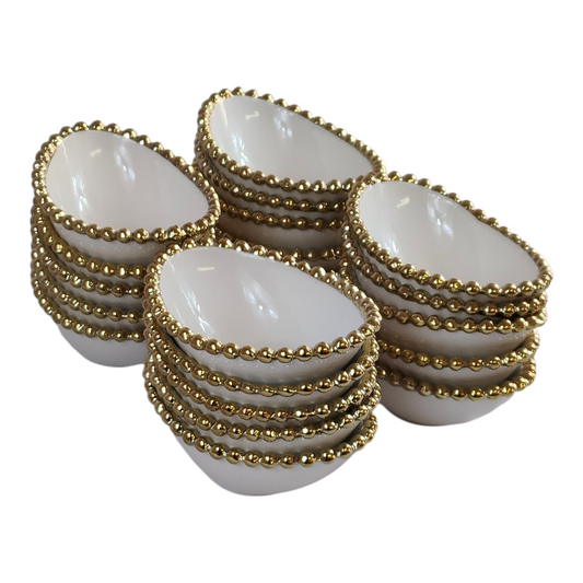 ✨ Set de 20 Cuencos Ovalados de Porcelana con Borde Dorado 14,5cm x 10cm ✨
