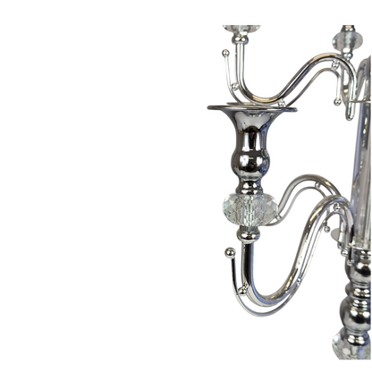 Candelabro de Pie de 5 Brazos en Metal Dorado con Detalles de Cristal – 120 cm