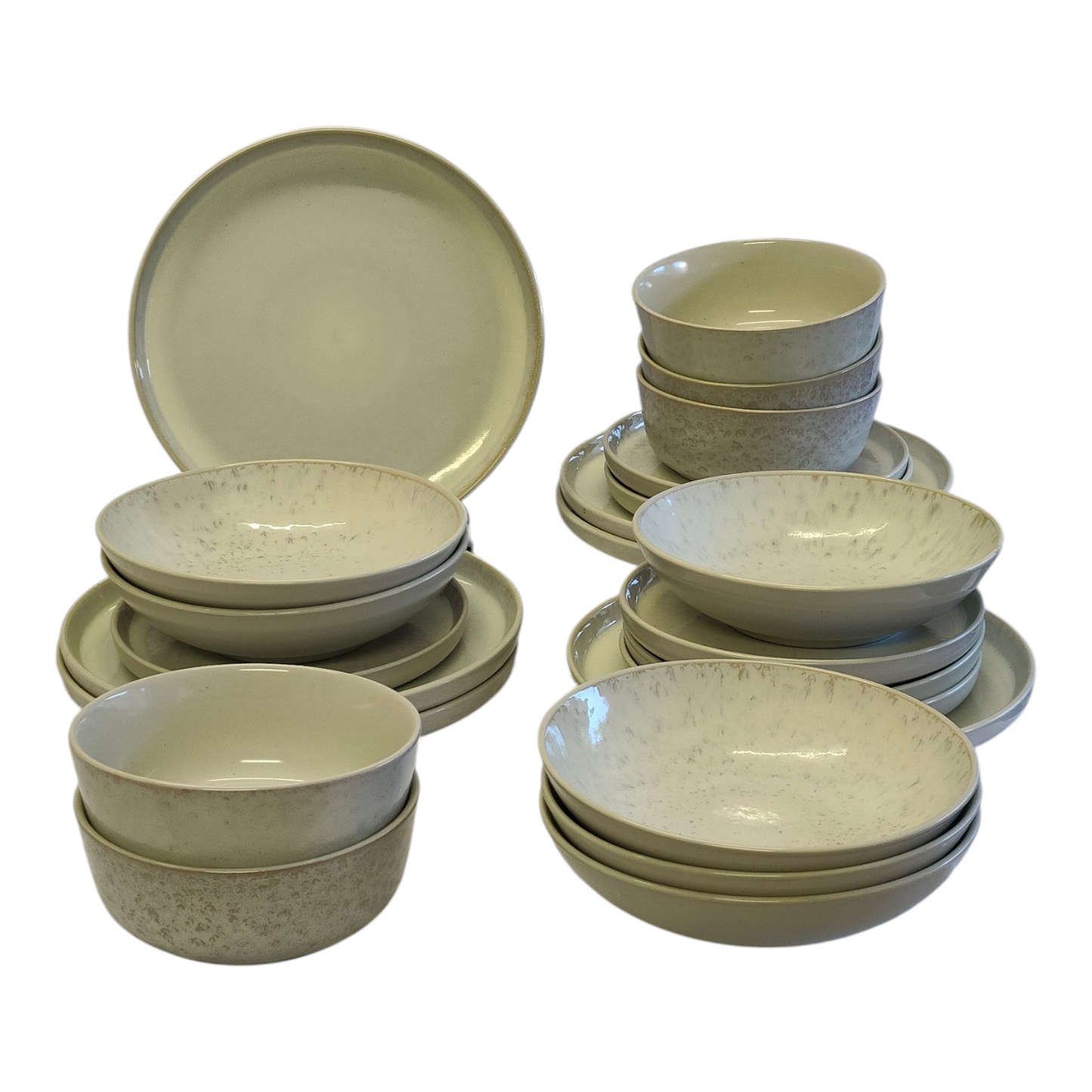 Juego de Vajilla de 24 Piezas — Gres Esmaltado Color Marfil