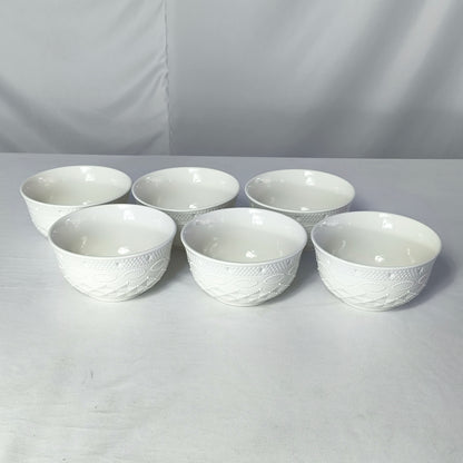 Set de Cuencos Blancos de Cerámica con Relieve Elegante – 6 Piezas 🤍