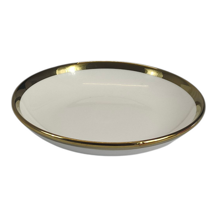 🏷 Deep Ceramic Plate Ø15 cm – Elegant Gold Rim