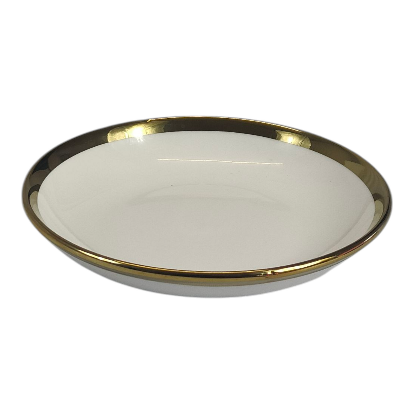 🏷 Plato Hondo de Cerámica Ø15 cm – Borde Dorado Elegante