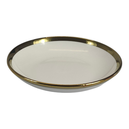 🏷 Plato Hondo de Cerámica Ø15 cm – Borde Dorado Elegante
