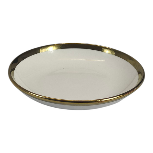 🏷 Plato Hondo de Cerámica Ø15 cm – Borde Dorado Elegante
