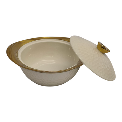 Porcelain Harira Soup Tureen with Gold Stand + 6 Cups/Bowls