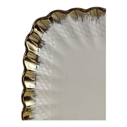 🟡 Conjunto de 8 pratos quadrados com rebordo dourado, 19,5 cm x 19,5 cm – Estilo elegante e sofisticado