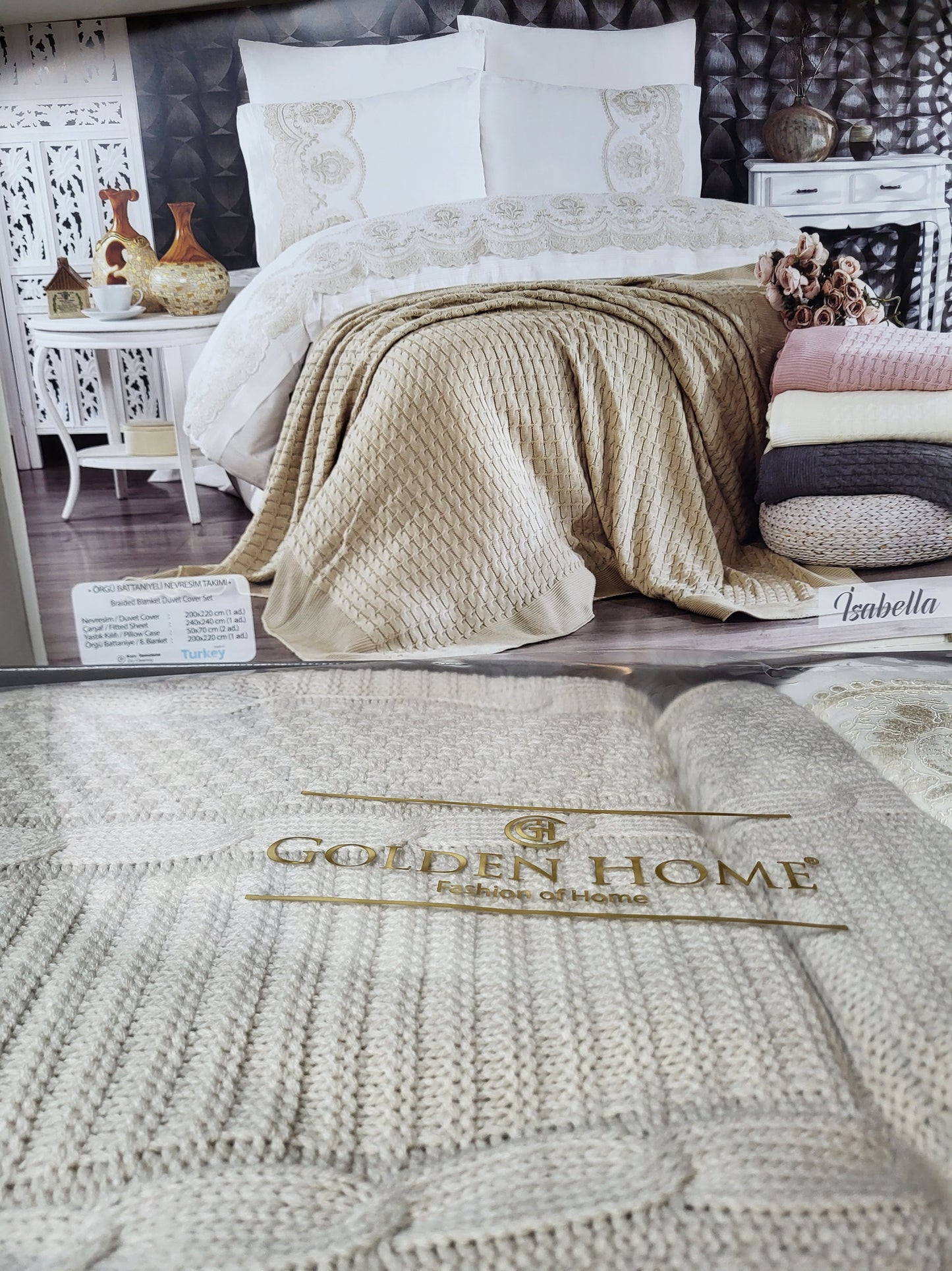 Juego de Cama "Isabella" – Sábanas con Manta de Punto para un Estilo Sofisticado