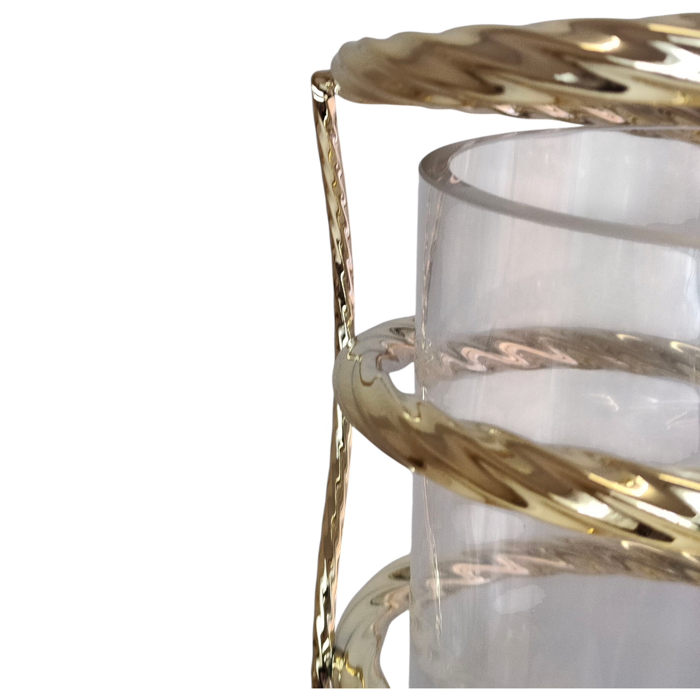Portavelas Alto de Cristal y Metal Dorado con Diseño Espiral Moderno  62cm
