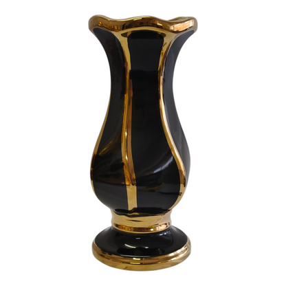 Jarrón Decorativo Negro y Dorado de Cerámica – Estilo Elegante y Moderno  29cm