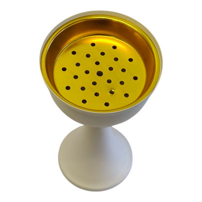 Quemador de Incienso Árabe Blanco y Dorado — Diseño Clásico de Copa