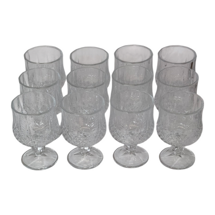 Set of 12 Stemmed Glass Tumblers— Glasses for Tea/Water/Dessert