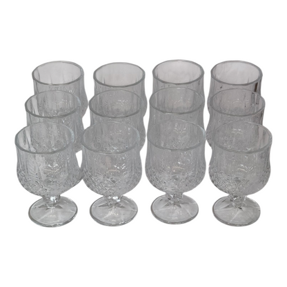 Set 12 Vasos de Cristal con Pie— Vasos para Té/Agua/Postre