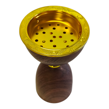Quemador de Incienso Árabe Marrón y Dorado — Diseño de Madera con Media Luna