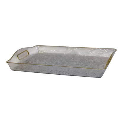 ✨ Bandeja Rectangular Transparente con Borde Dorado — Elegancia y Versatilidad 🌟