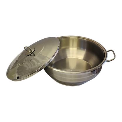 Cacerola Baja de Acero Inoxidable con Tapa 8,5L — 2 Asas | Acabado Pulido