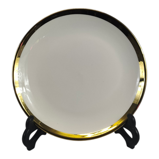 🏷 Plato de Cerámica Ø18 cm – Borde Dorado Elegante