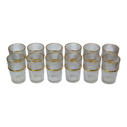 Vasos de Té Marroquí de Cristal Acanalado | Borde Dorado