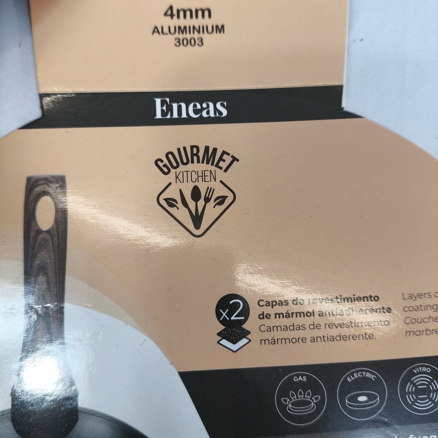 🖤 Sartén Gourmet Kitchen Eneas – Aluminio 4mm con Revestimiento Mármol Antiadherente