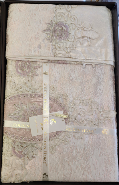 Juego de Cama de Lujo "Vicenza" – Elegancia Clásica con Estilo Barroco - COLOR ROSA PASTEL