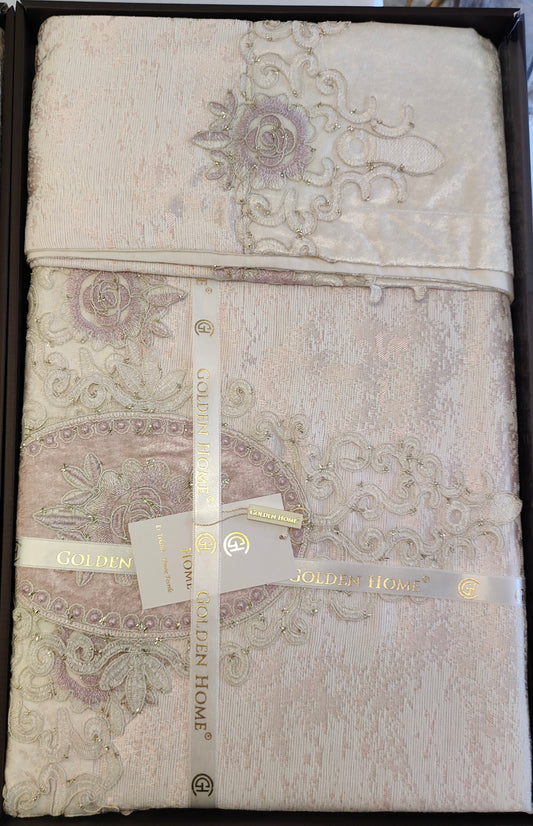 Juego de Cama de Lujo "Vicenza" – Elegancia Clásica con Estilo Barroco - COLOR ROSA PASTEL