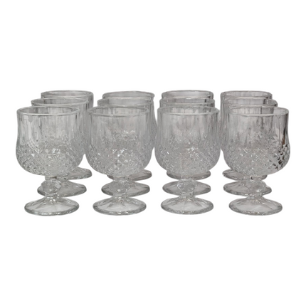 Set of 12 Stemmed Glass Tumblers— Glasses for Tea/Water/Dessert