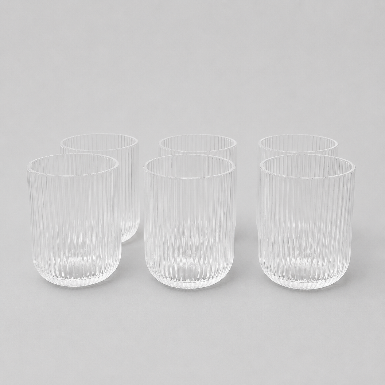 Set de 6 Vasos de Cristal Transparente con Relieve – Elegancia para Agua, Refrescos y Cócteles