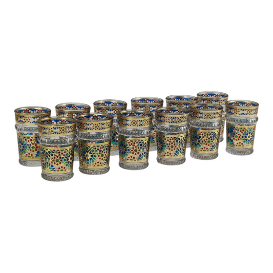 Vaso de Cristal Decorado para Té Árabe - Estilo Marrón Dorado Real