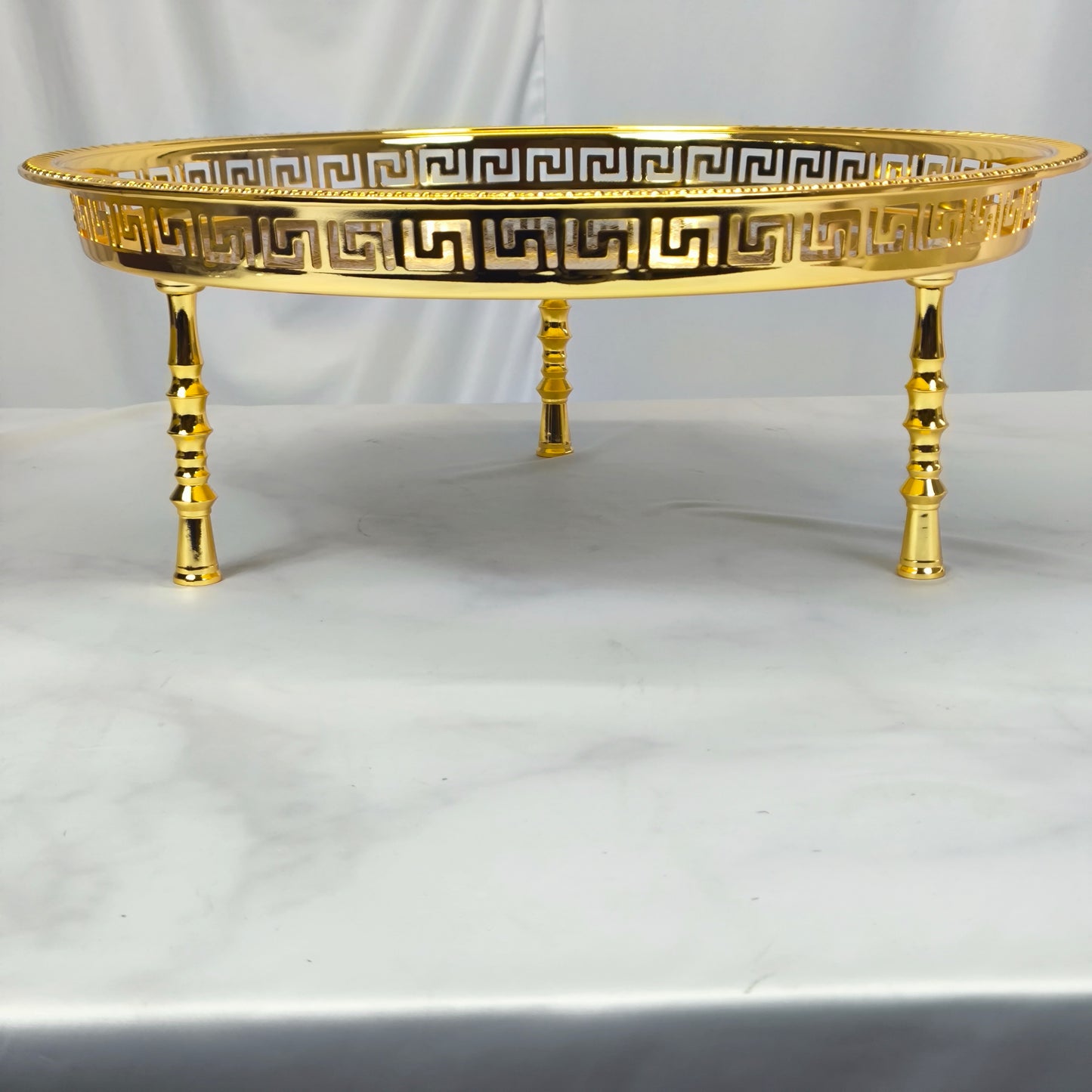 Bandeja Decorativa Redonda Dorada con Patas – 45 cm DIÁMETRO | Bandeja Elegante para Servir y Decorar