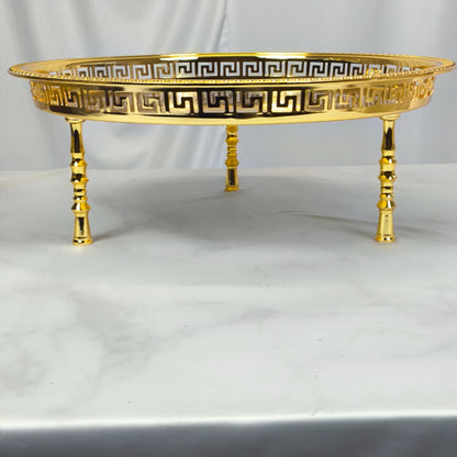 Bandeja Decorativa Redonda Dorada con Patas – 45 cm DIÁMETRO | Bandeja Elegante para Servir y Decorar