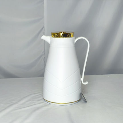 Conjunto de jarro térmico moderno – Branco mate com detalhes dourados
