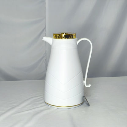 Juego de Jarras Térmicas Modernas – Blanco Mate con Detalles Dorados