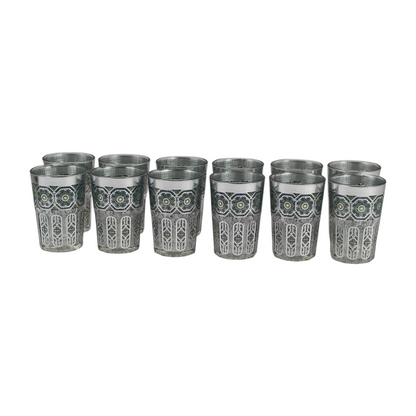 Vaso de Cristal Decorado para Té Árabe - Estilo Gris Plateado