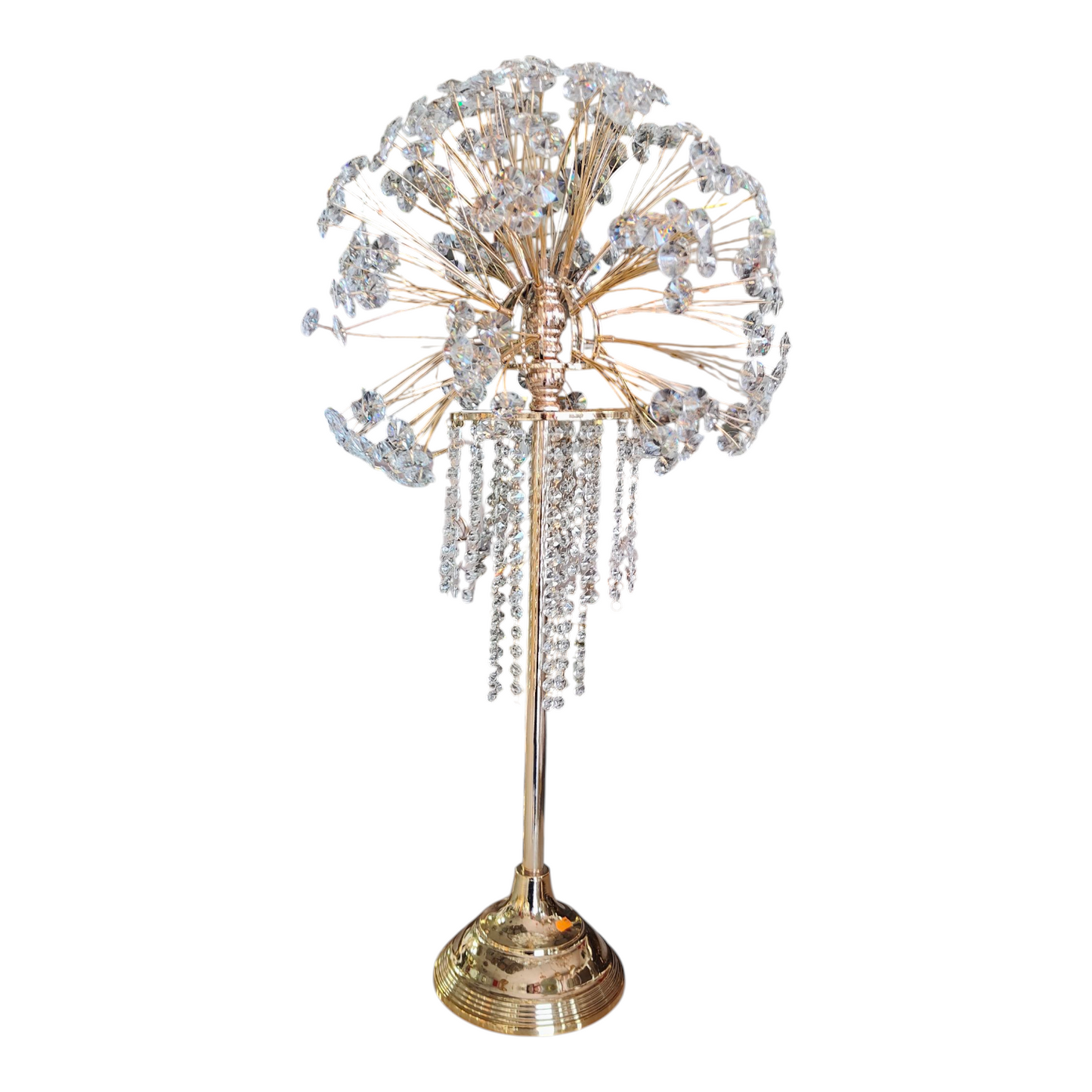 💎 Figura Decorativa de Mesa con Cristales Colgantes — Elegancia Dorada y Brillo Sofisticado ✨