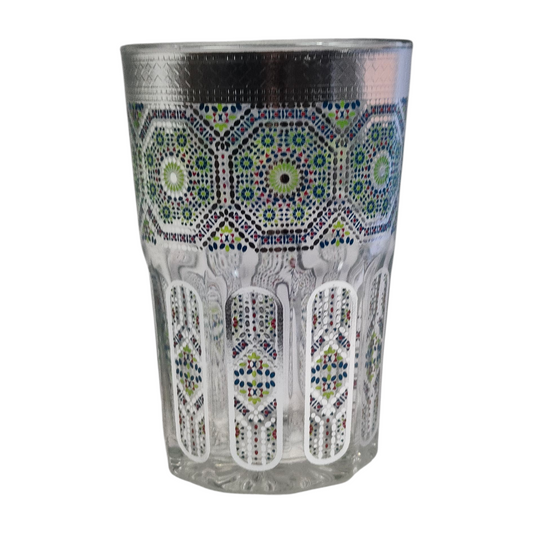 Vaso de Cristal Decorado para Té Árabe - Estilo Gris Plateado