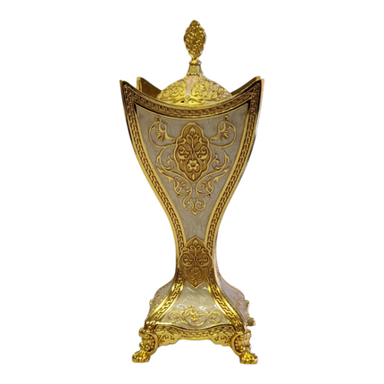 Incensário Árabe Dourado — Design Clássico de Luxo com Detalhes Entalhados