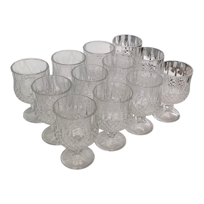 Set 12 Vasos de Cristal con Pie— Vasos para Té/Agua/Postre