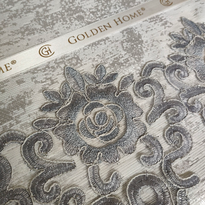 Juego de Cama de Lujo "Bologna" – Elegancia Clásica con Bordados en Relieve - COLOR GRIS