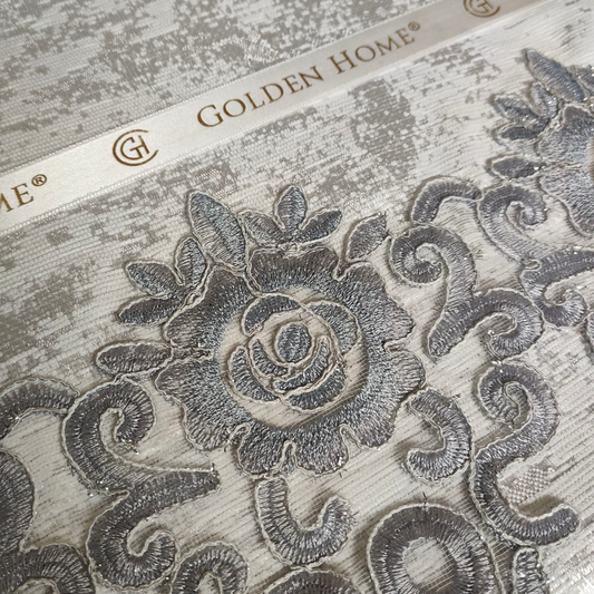 Juego de Cama de Lujo "Bologna" – Elegancia Clásica con Bordados en Relieve - COLOR GRIS