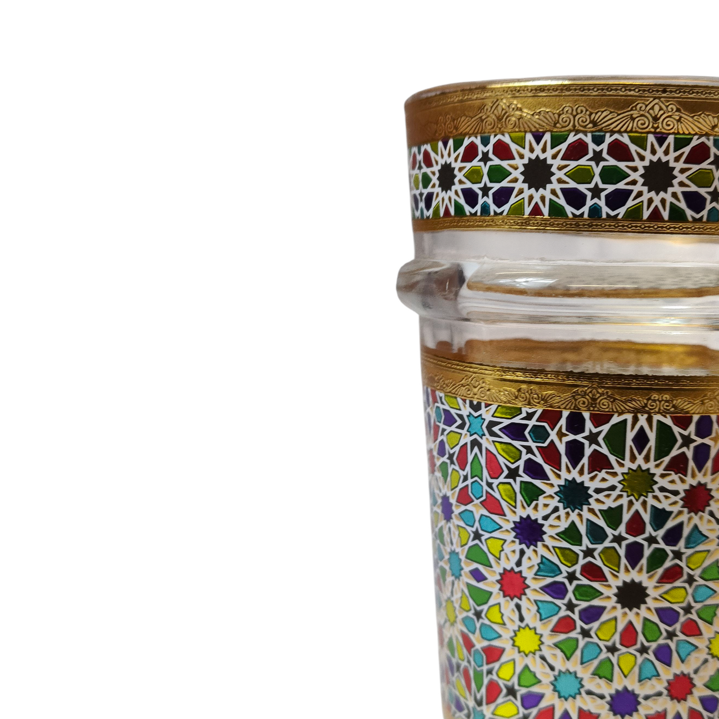 Vasos de Té Marroquí de Cristal Decorado | Borde Dorado