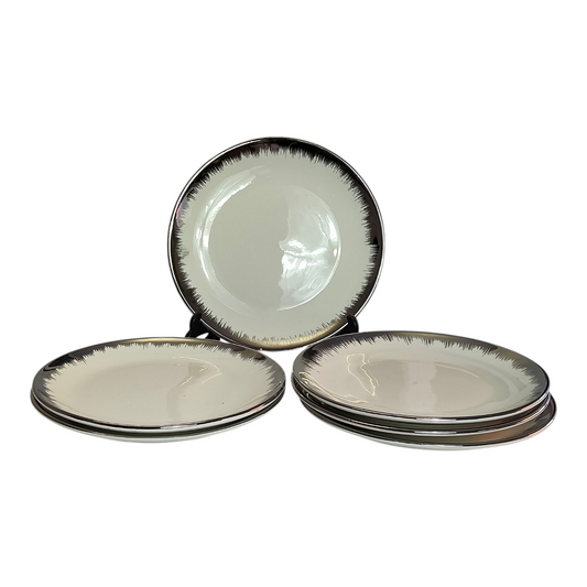 ✨ Set de Vajilla de 24 Piezas con Borde Plateado ✨