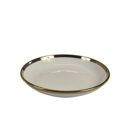 🏷 Deep Ceramic Plate Ø20 cm – Elegant Gold Rim