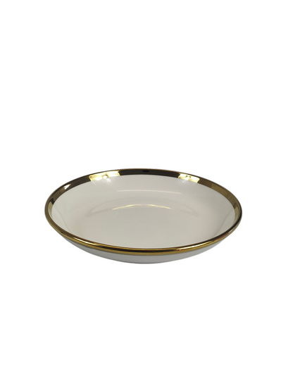 🏷 Plato Hondo de Cerámica Ø20 cm – Borde Dorado Elegante