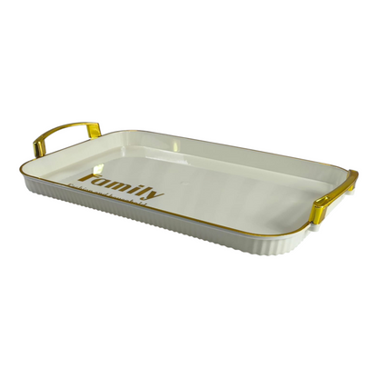 🧺 Set de 3 Bandejas Rectangulares con Asas Doradas – Elegancia y Estilo para Servir 🍽️