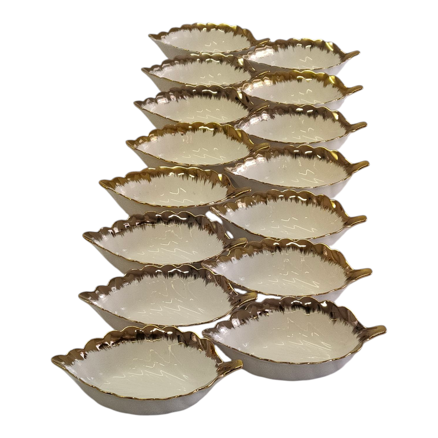 ✨ Juego de Cerámica Decorativa Hoja 15 cm x 9 cm – Pack 15