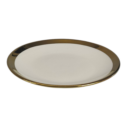 🏷 Plato de Cerámica Ø15,5 cm – Borde Dorado Elegante