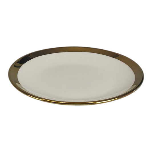 🏷 Plato de Cerámica Ø15,5 cm – Borde Dorado Elegante