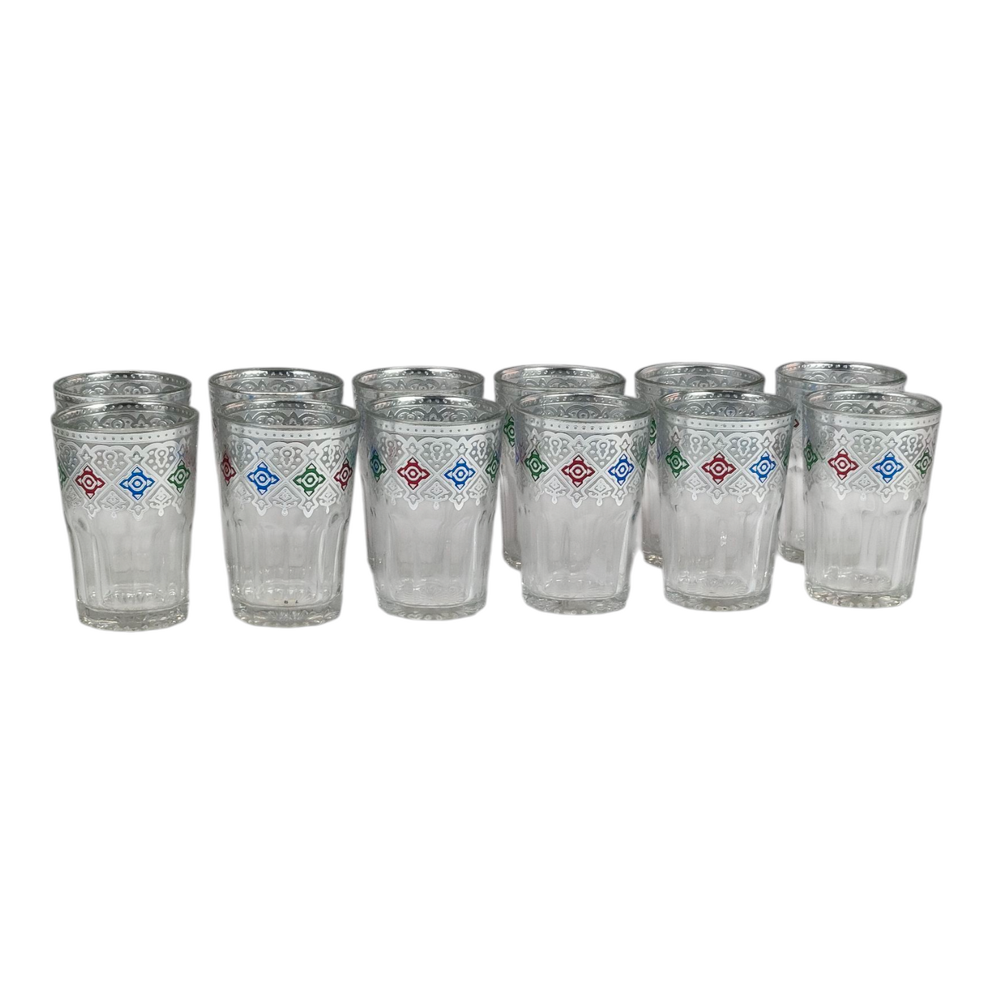 Vaso de Cristal Decorado para Té Árabe - Estilo Azul y Dorado Oriental